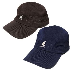 Kangol Tropic Ventair Spacecap Hat LOT OF 2 Brown & Blue Knit Cap Size S and M